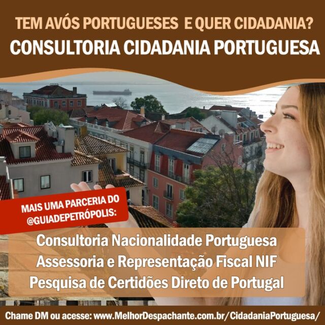 Opa, chegando mais coisa boa: dessa vez + uma parceria do @guiadepetropolis, agora direcionada para quem tá pensando em ter CIDADANIA OPORTUGUESA ou precisando do NIF para viver em Portugal.
Chama DM, pegue nossa dica e faça conosco sua consultoria de Cidadania e NIF em Portugal!

#nif #nifportugal #cidadaniaportuguesa